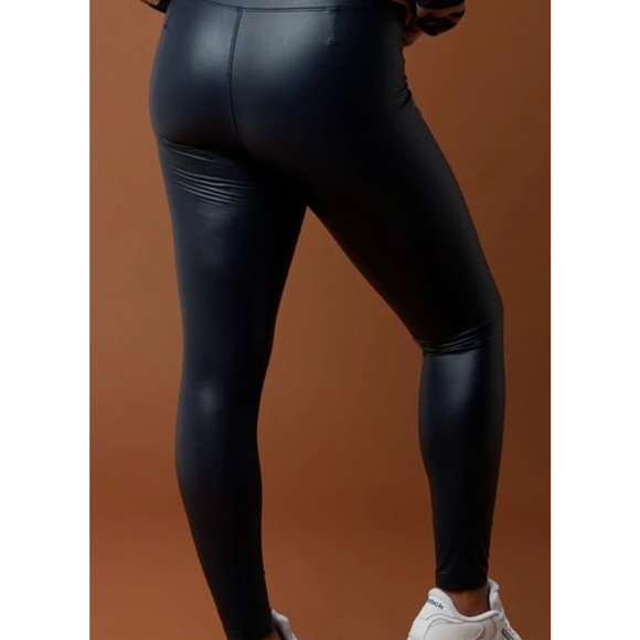 Aerie Offline Real Luxe Faux Leather High-Waisted Leggings Blue S - Picture 2 of 4